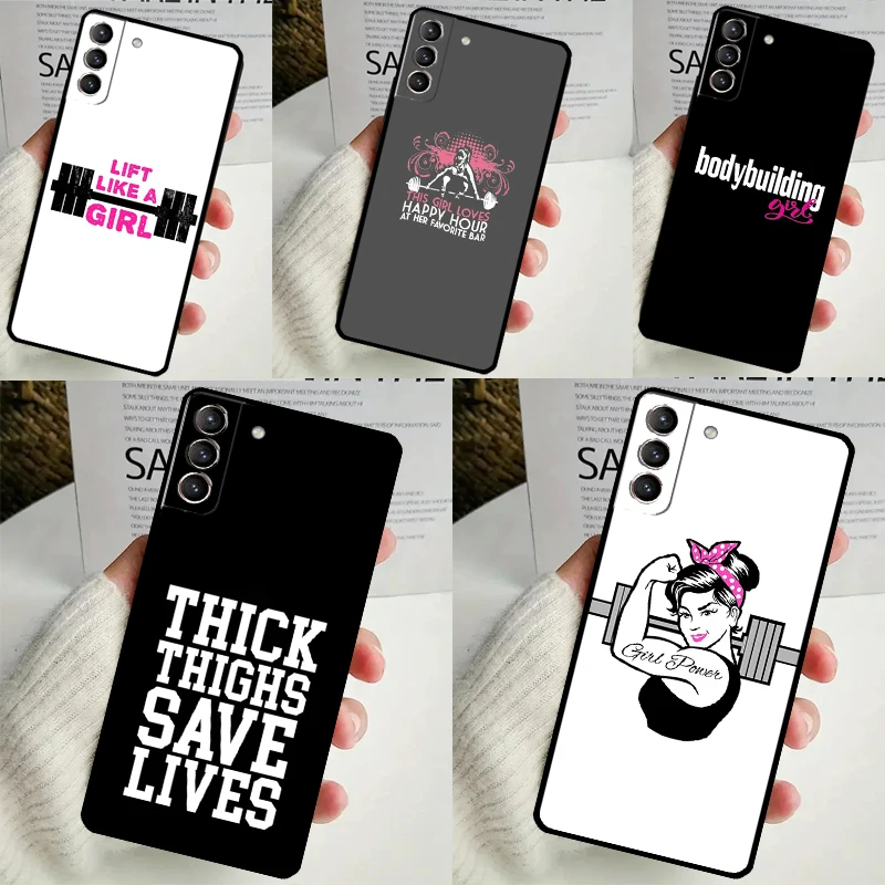 Fitness Girl Gym Case For Samsung Galaxy S24 S23 Ultra S22 S20 FE S21 FE Note 10 20 S8 S9 S10 Plus Cover