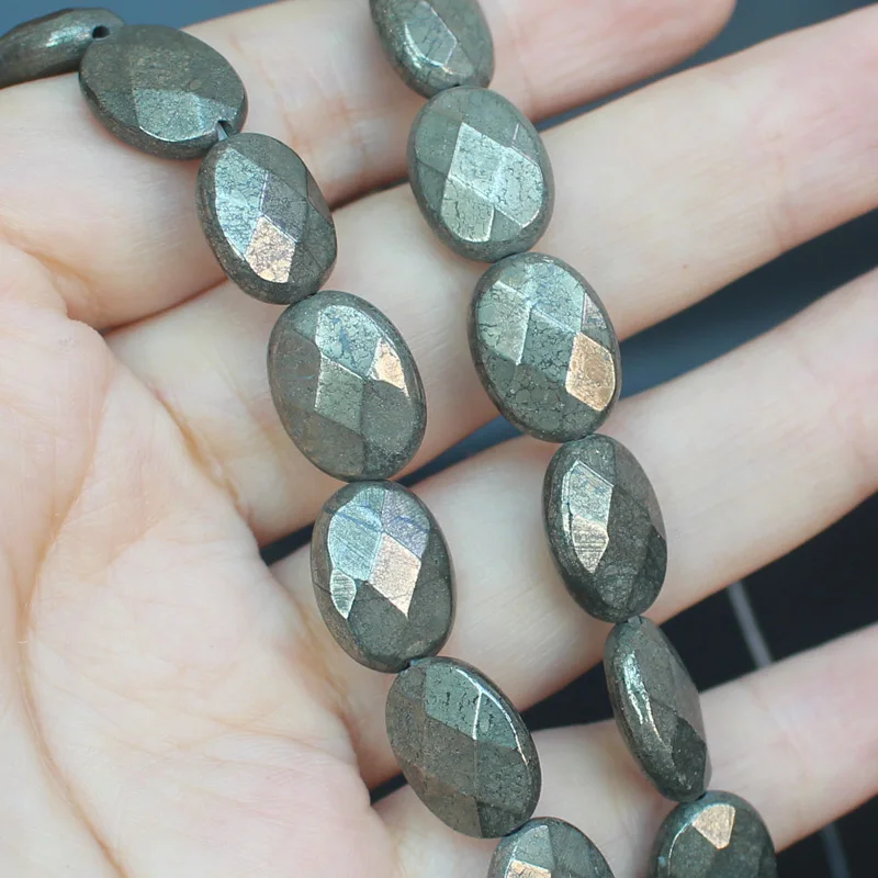 Natural Pyrite Faceted oval Loose Beads 15inch per strand,For DIY Jewelry Making !We provide mixed wholesale for all items!