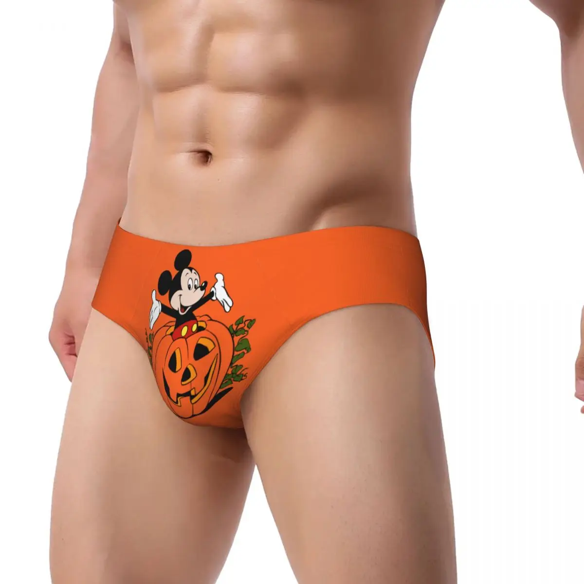 Custom Men\'s Minnie Mickey Mouse Men Brief Panties Male Soft Donald Duck Pumpkin Pie Underwear Underpants