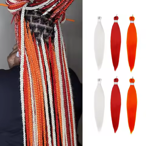 Braiding Hair Pre-stretched Synthetic Jumbo Braiding Hair Extensions 26Inch 90G Red Pink Kanekalon Hair for Afro Crochet Braids