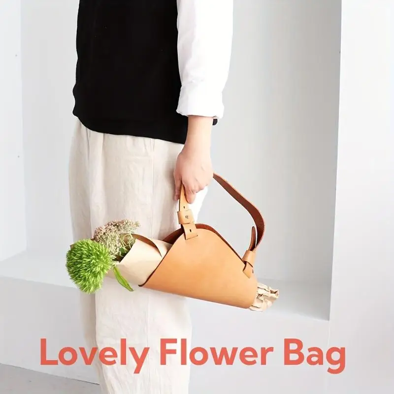 1Pcs Canvas/Leather Portable Flower Carrying Bag Creative Gift Hanging Flower Bouquet Bag With Handle Floral Bouquet Tote Bag