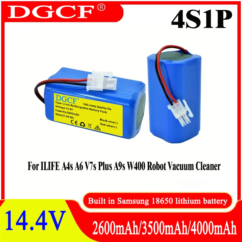 14.4V 2600mah Rechargeable Lithium Battery For ILIFE A4s A6 V7s Plus A9s W400 Robot Vacuum Cleaner INR18650 M26-4S1P Batteries