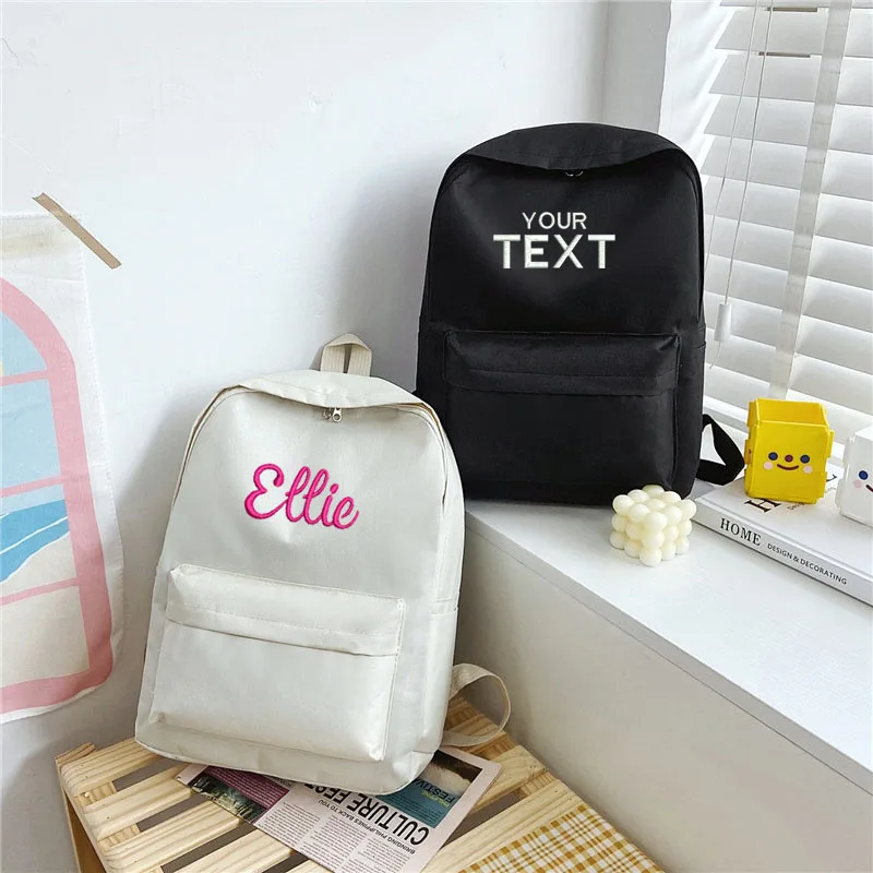 

Personalised Nylon Women Backpack, Female Travel Bag Backpacks, Schoolbag for Teenage Girls, Solid Color Bookbag Mochila Bookbag