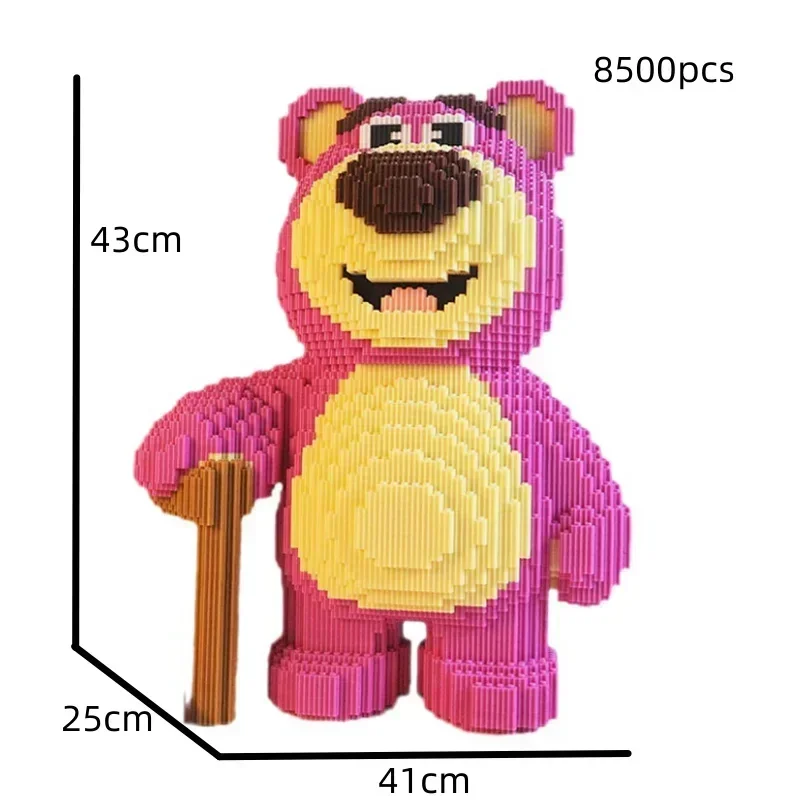 Disney 43cm Giant Strawberry Bear Building Blocks 8500pcs DIY Children's Adult Toys 3D Model Desktop Decoration Christmas Gift