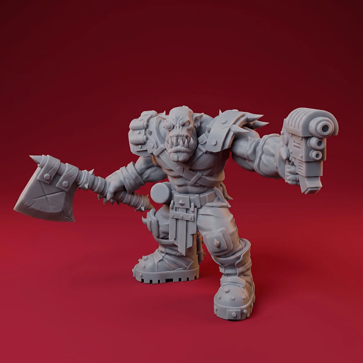Fantasy Orc Warrior Miniature Set, Unpainted 3D Printed Models for Tabletop RPG and Collecting
