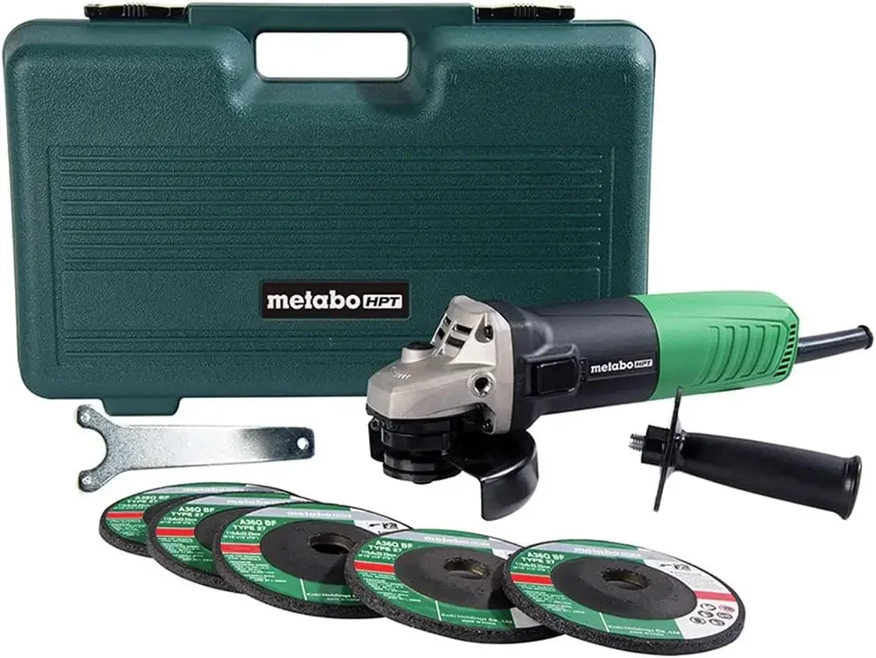 

4-1/2-Inch Angle Grinder, Includes 5 Grinding Wheels & Hard Case, 6.2-Amp Motor, Compact & Lightweight, G12SR4