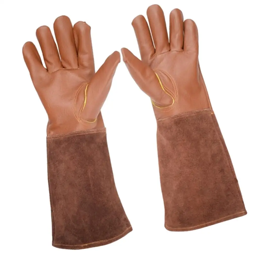 Gardening Protection Gloves Cowhide Rose Pruning Gloves Thorn Resistant Work Gloves for Outdoor Garden Tools