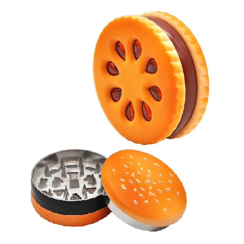 Diameter 56mm Hamburger Manual Grass Tobacco Mill Grinder Dry Herb Grinders Gear Crusher for Smoking Accessories Cool Gadget