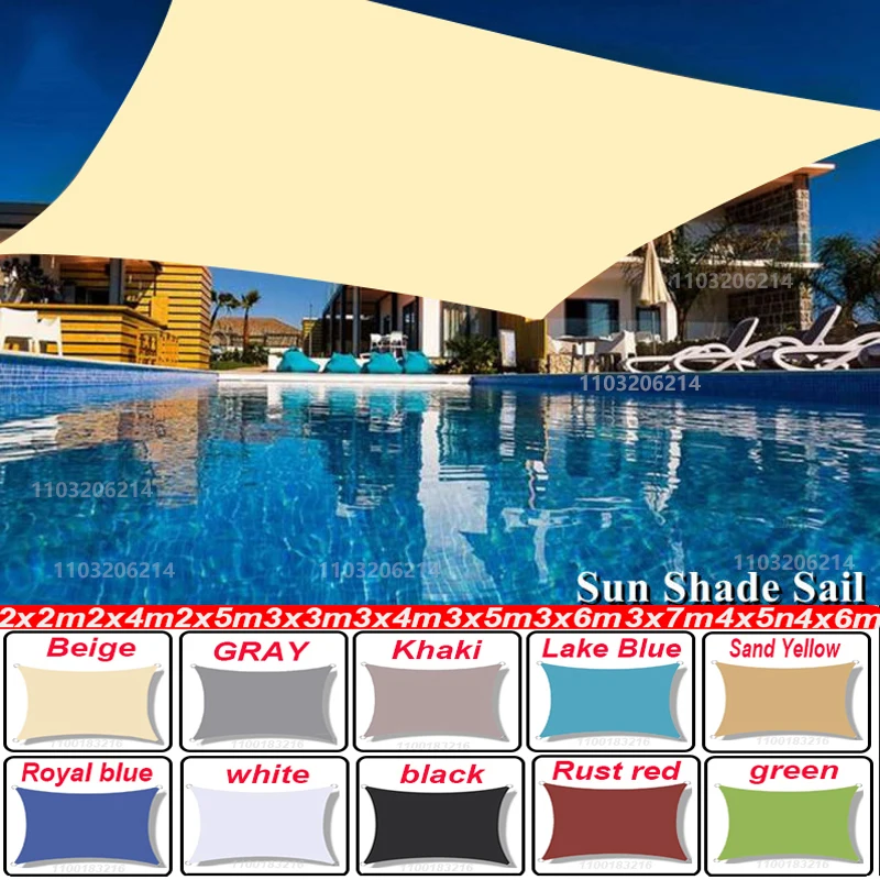 Outdoor Awnings Waterproof Sun Shade Sail Garden Canopi For Terrace Car Canvas Awning Rectangle Pool Sun-Shelter Sunshade Sail