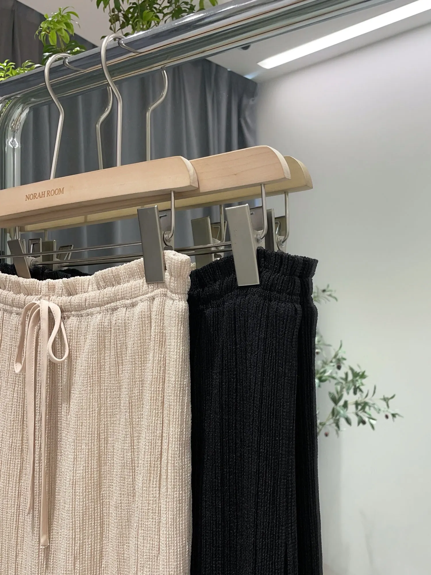 Nok Xiaola Authentic  Brand JC Texture Striped Drawstring Half Skirt Korean Style High Waist Straight Tube Skirt