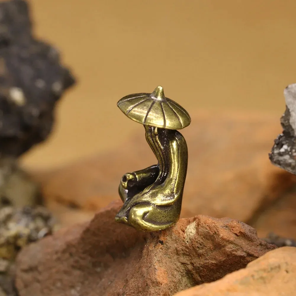 النحاس الصيد الرجل العجوز تمثال صغير سطح المكتب الحلي الرجعية صياد التماثيل الصغيرة نماذج ديكورات المنزل الحرف اكسسوارات #3