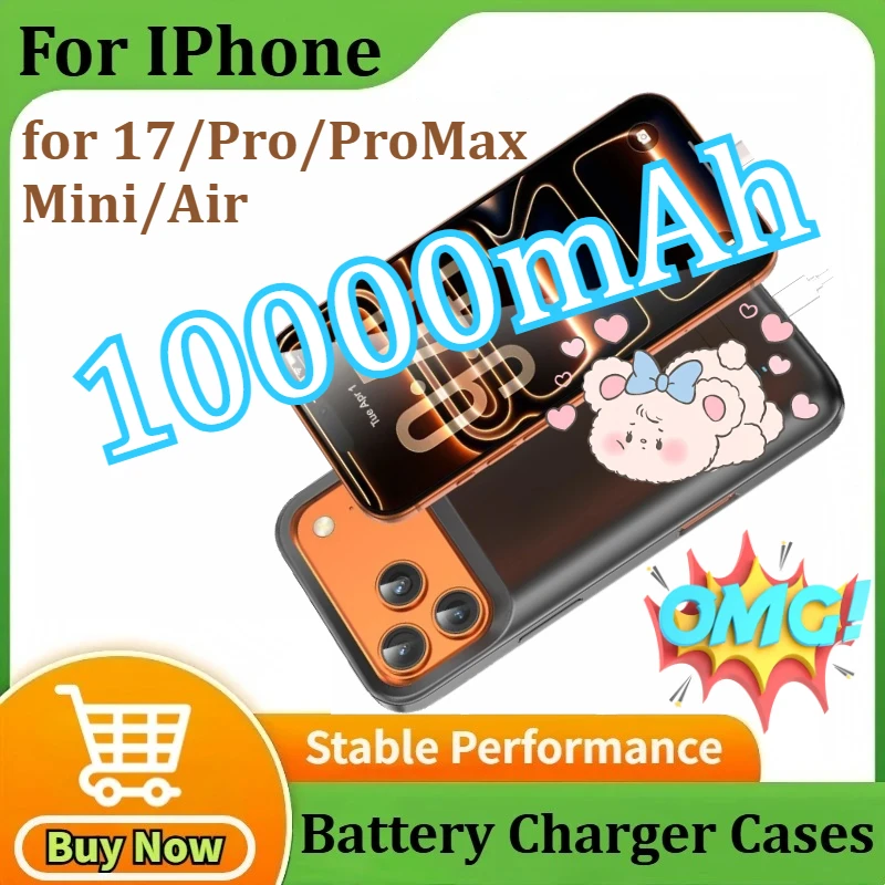 

Magnetic Battery Case for IPhone 17/Pro/ProMax/Mini/Air Portable Charger Fast Charging Ultra Slim Power Bank Phone 10000mAh