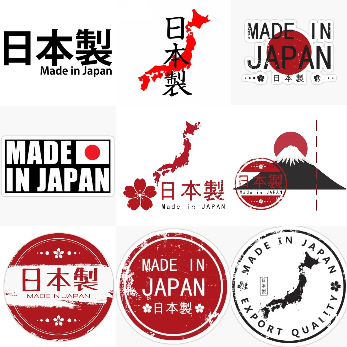

Japan Flag Map Made in Japan Red Sun Creative PVC Sticker for Decorate Car Bicycle Van Window Wall Motorcycle Decal Accessories