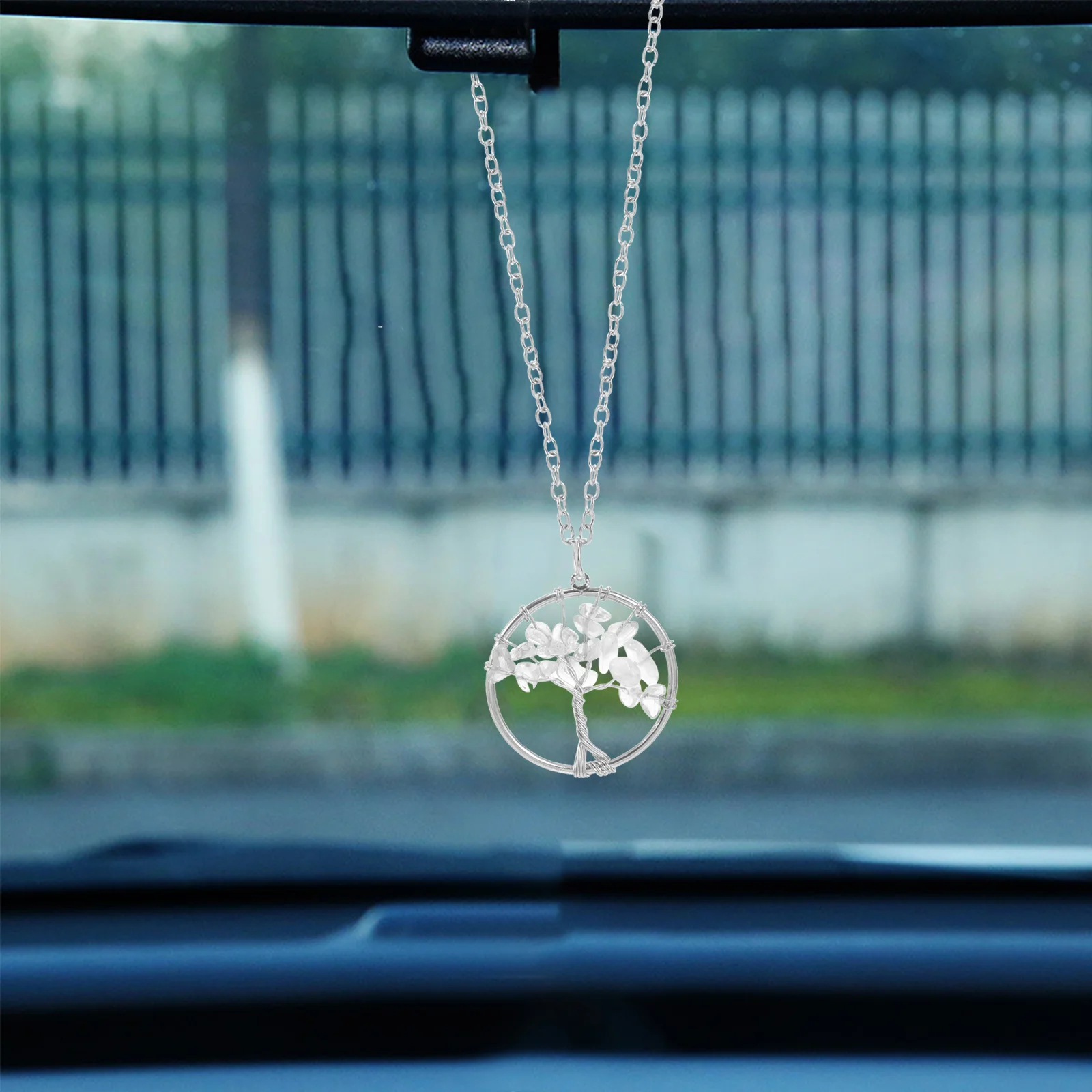 

Zinc Alloy Tree Pendant Car Interior Hanging Decor Crystal Shards Elegant Stress-Relieving Rearview Mirror Ornament