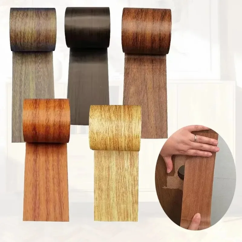 4.5M/Roll Realistic Wood Grain Duct Tape Adhesive Floor Renovation Skirting Line Sticker for Furniture Home Decoration