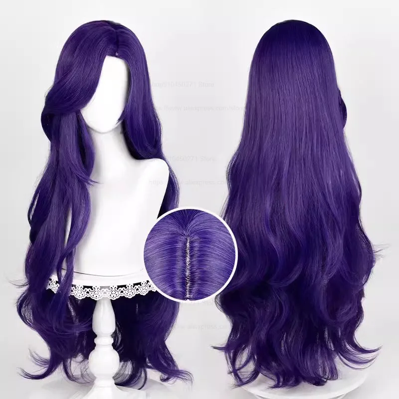 Rarity Cosplay Wig Long Curly Wave Wig Dark Purple Wig Cosplay Anime Cosplay Wigs Heat Resistant Synthetic Wigs + Wig Cap