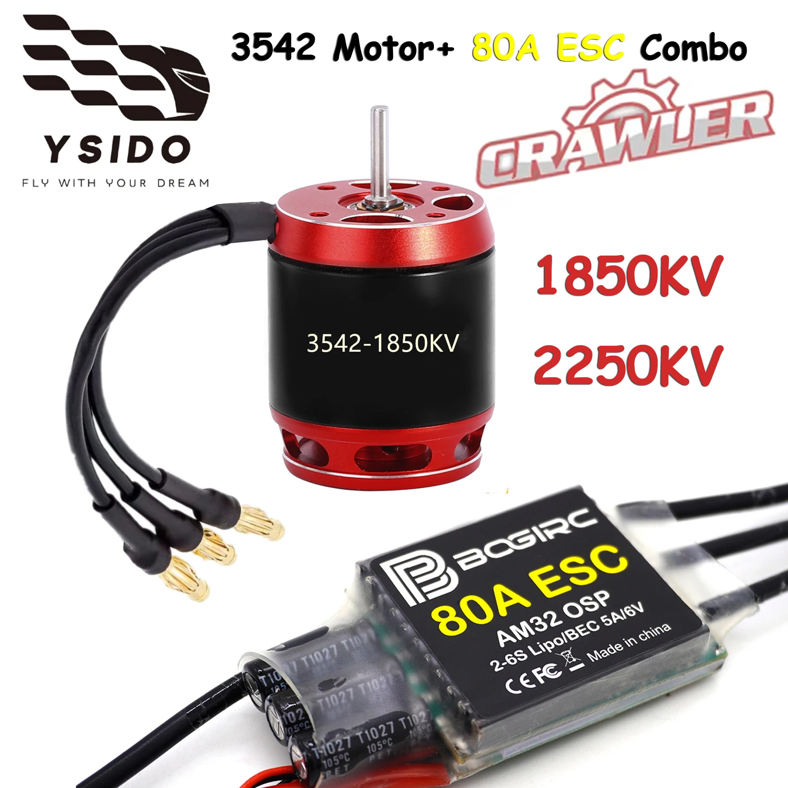 

RC Crawler Car 3542 1850/2250KV Brushless Outrunner Motor AM32 OSP 80A ESC 2-6S for AXIAL SCX10 90046 Traxxas TRX4 TRX6 RC Car
