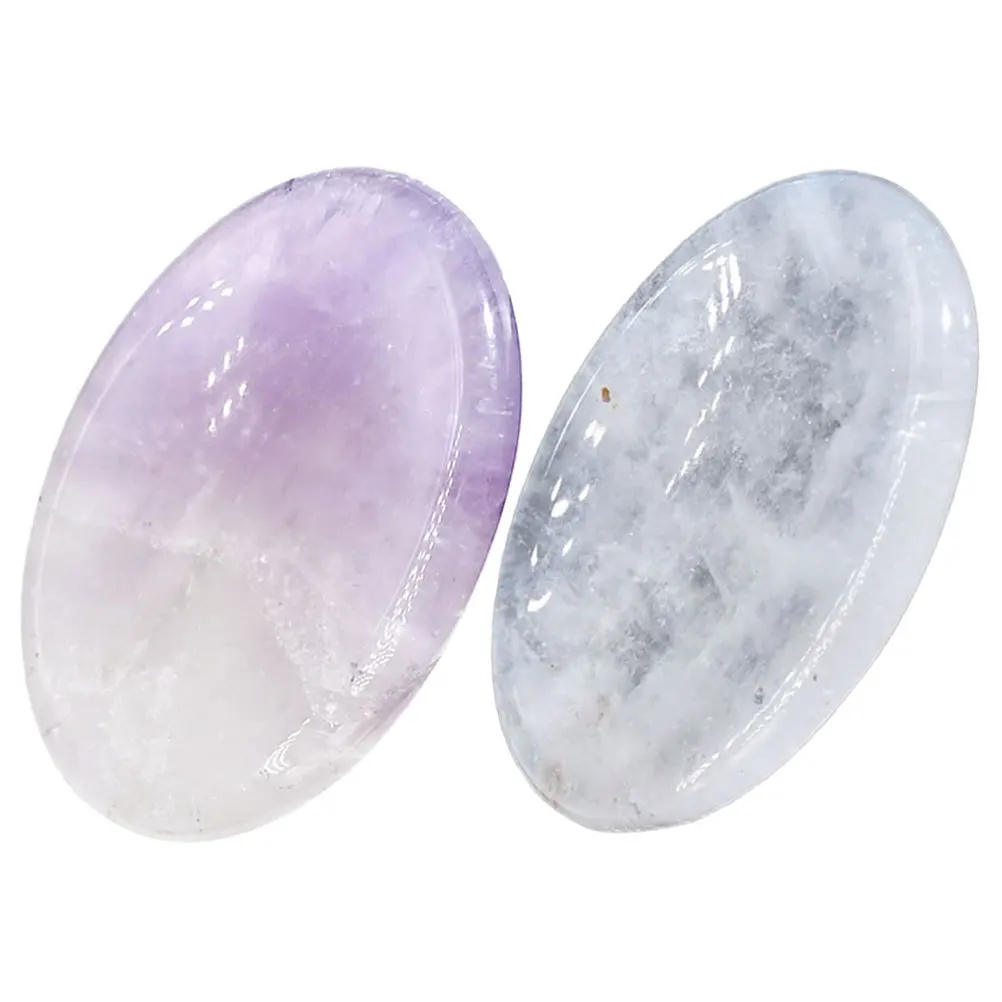 

2 шт., инструмент Гуа Ша для лица, натуральный кристалл, скребковая пластина для кровообращения, портативный массажный камень для