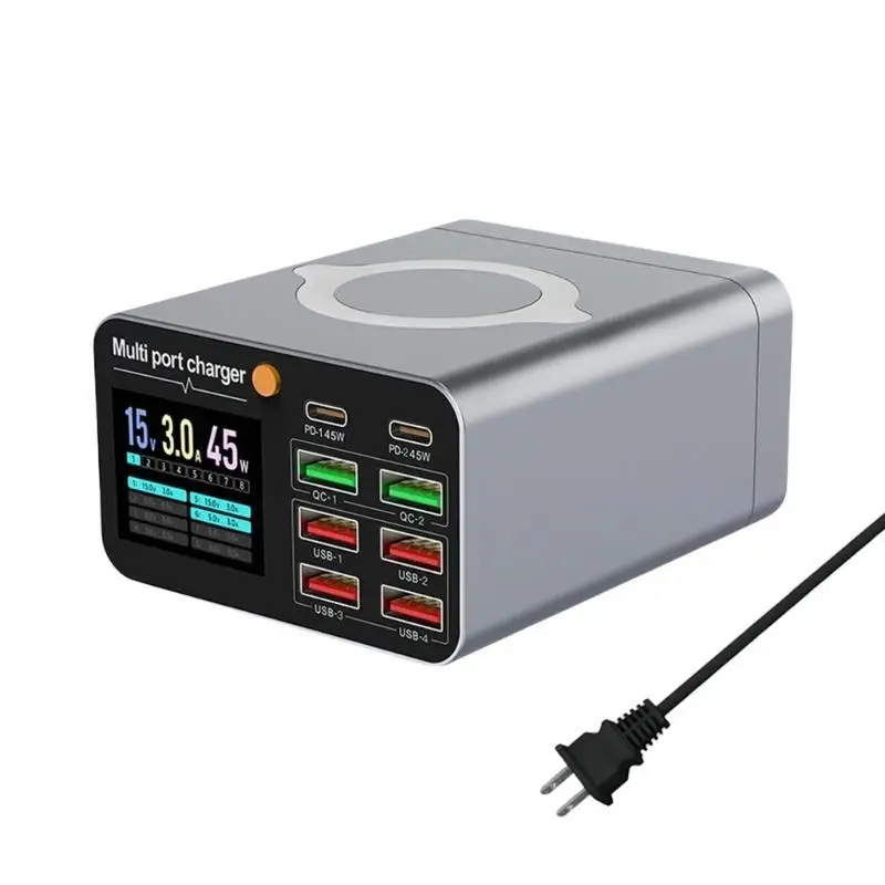 652F 80W Multifunctional Fast Wireless Station USB Type C LED Display Charging Adapter for Home Office Travel