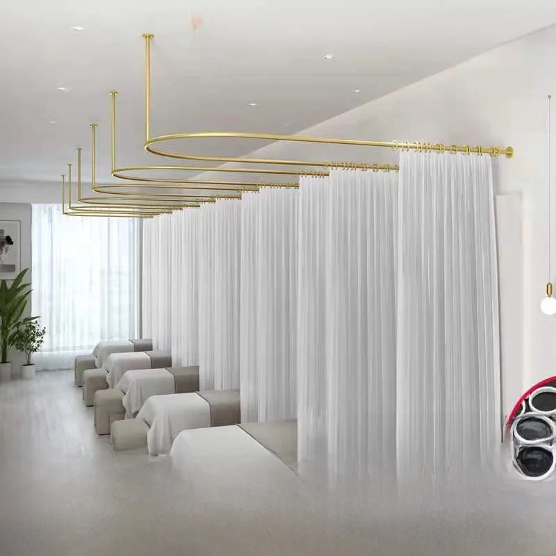

High-End Iron Art U-aped L-aped Beau Salon Health Care Center Therapy Bed Beau Bed Partition Curtain Rod Cloth Curtai...