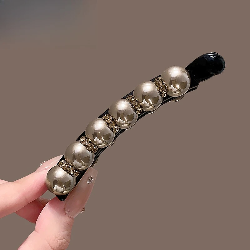 

Luxury Champagne Pearl Hair Clip Elegant Rhinestone Accents Trendy Accessory Stylish Delicate New Headwear Daily Casual Outfits