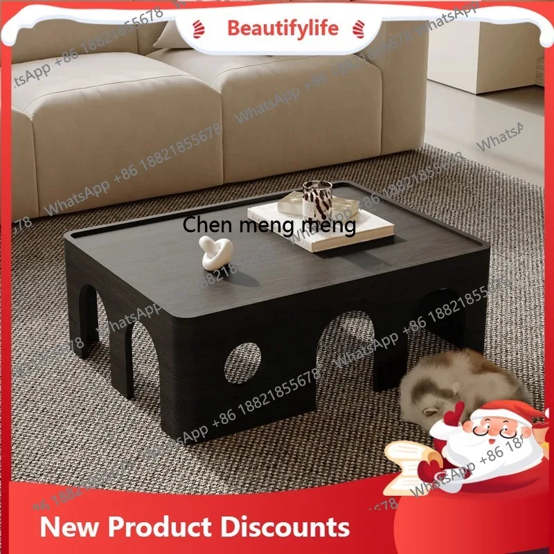 D178 d06 Vintage Style Solid Wood Coffee Table for Living Room, Small Apartment New Pet Nest Coffee Table