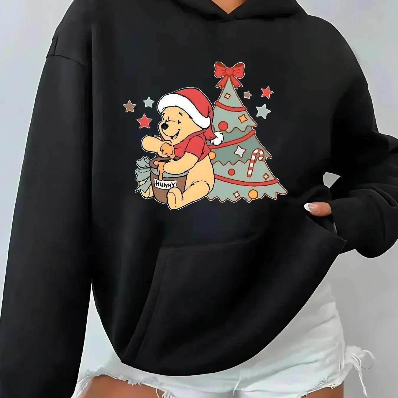 

Disney Winnie The Pooh Christmas Hoodies Fashion Oversized Unisex Hoodies Sweatshirts Autumn and Winter Fleece Casual Versatile