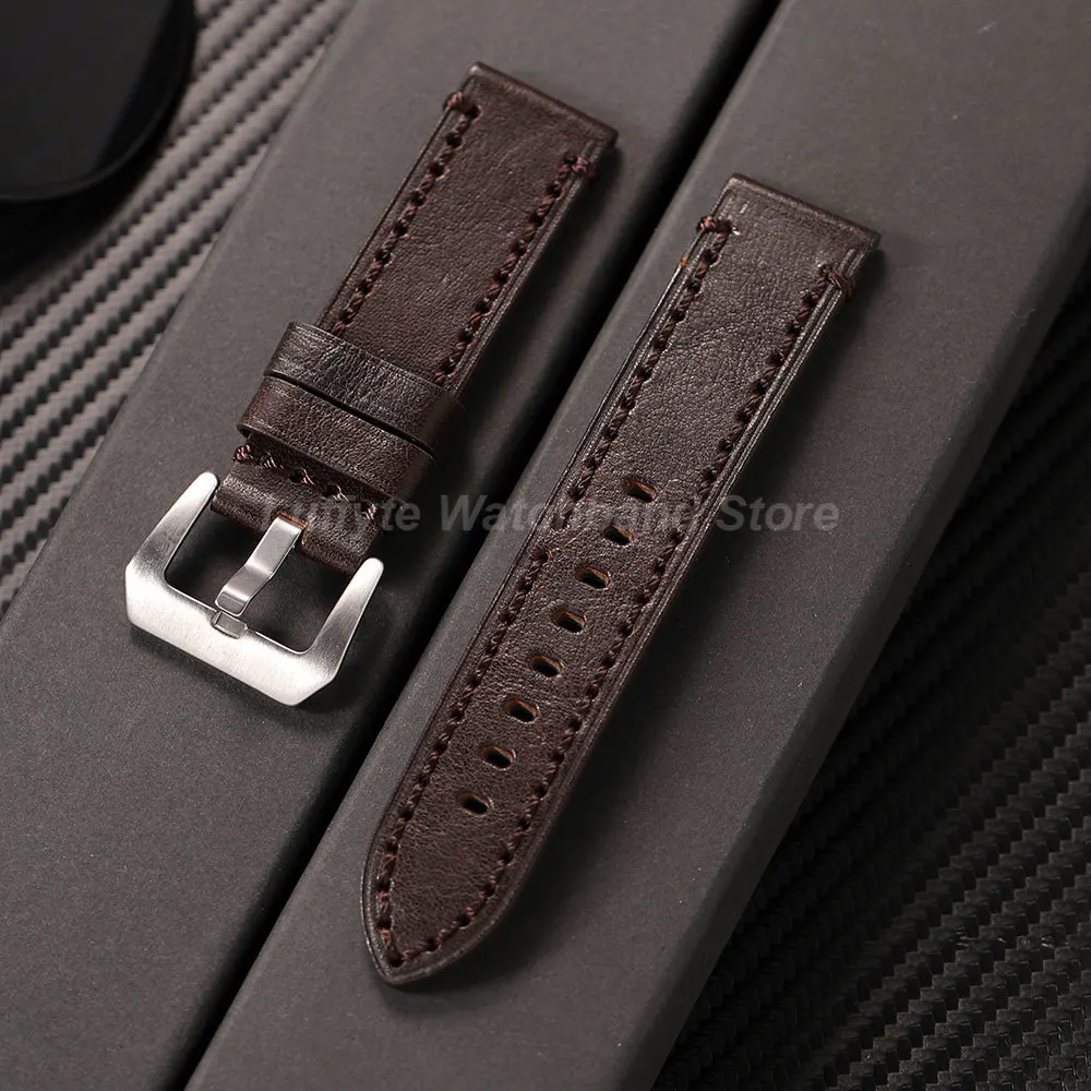 Handgefertigtes Echtleder-Uhrenarmband für Herren im Retro-Stil, weiches Leder-Ersatzband, 20 mm, 22 mm, 24 mm, 26 mm, Herren-Uhrenarmband
