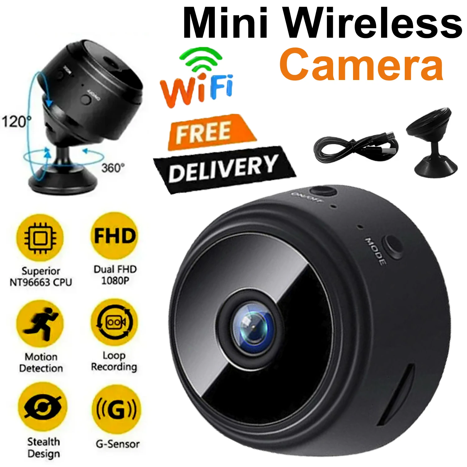 1080P A9 Mini Wifi Camera Magnetic Network Security IP Camera Night Vision Wifi Wireless Portable Infrared Video Voice Record