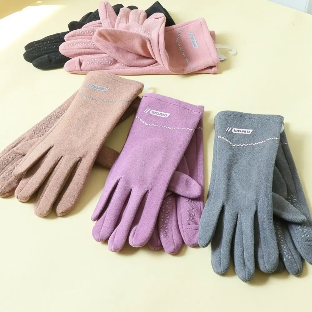 นิ้วเปิดผู้หญิงอบอุ่นถุงมือสกี Anti-SLIP หน้าจอสัมผัสหนา Mittens กันน้ําฤดูหนาวฤดูใบไม้ร่วง Windproof ขี่ถุงมือ