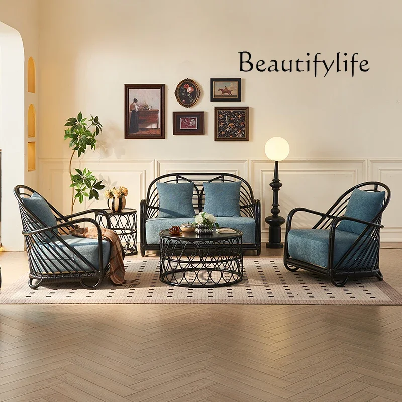 Modern Indoor/Outdoor Convertible Relaxing Nordic Leisure Fabric Chair Short Vine Sofa For Home Office Living Room FurnitureBJ