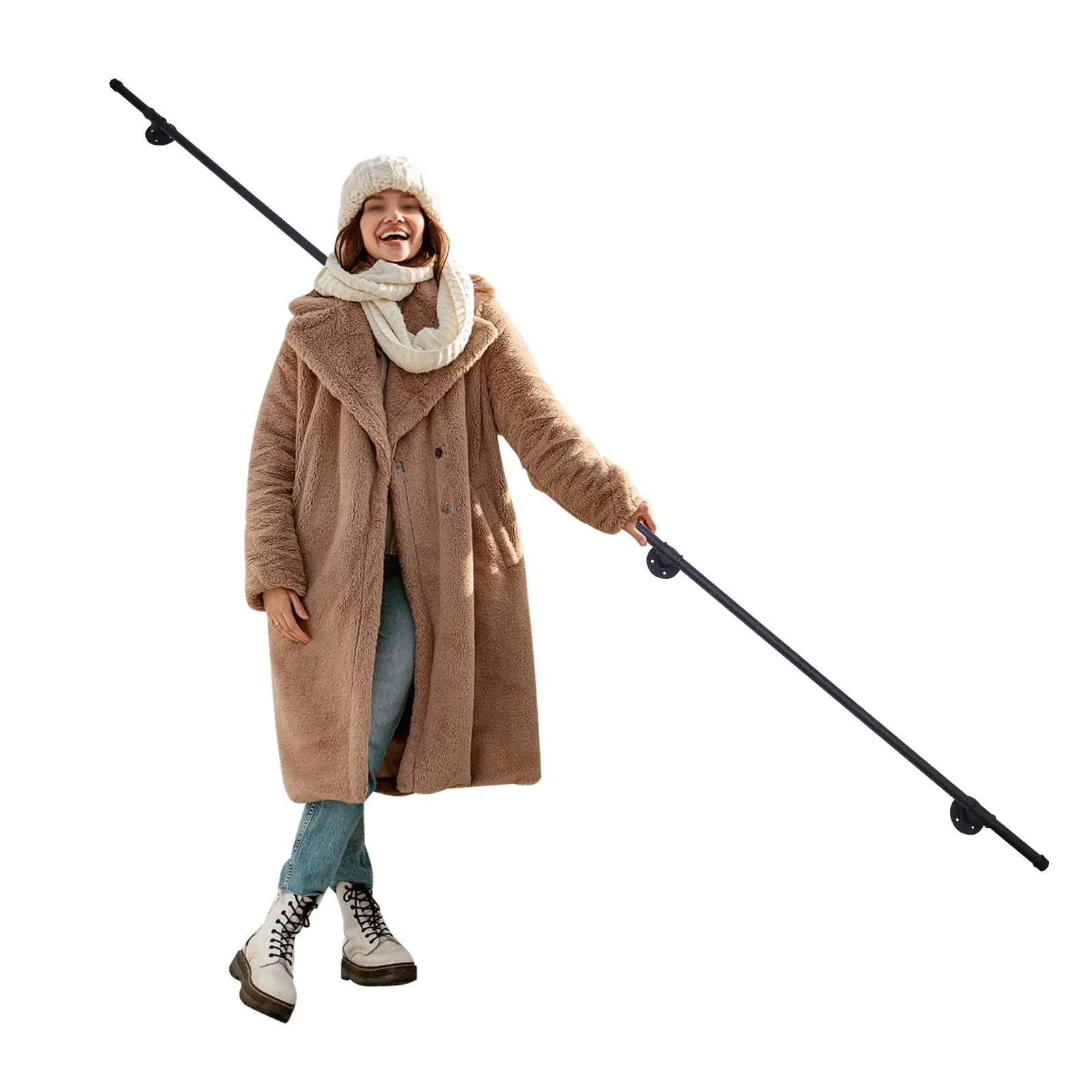 

Pipe Handrails for Indoor Stairs: 10ft Stair Railing Steel Hand Railings for Stairs