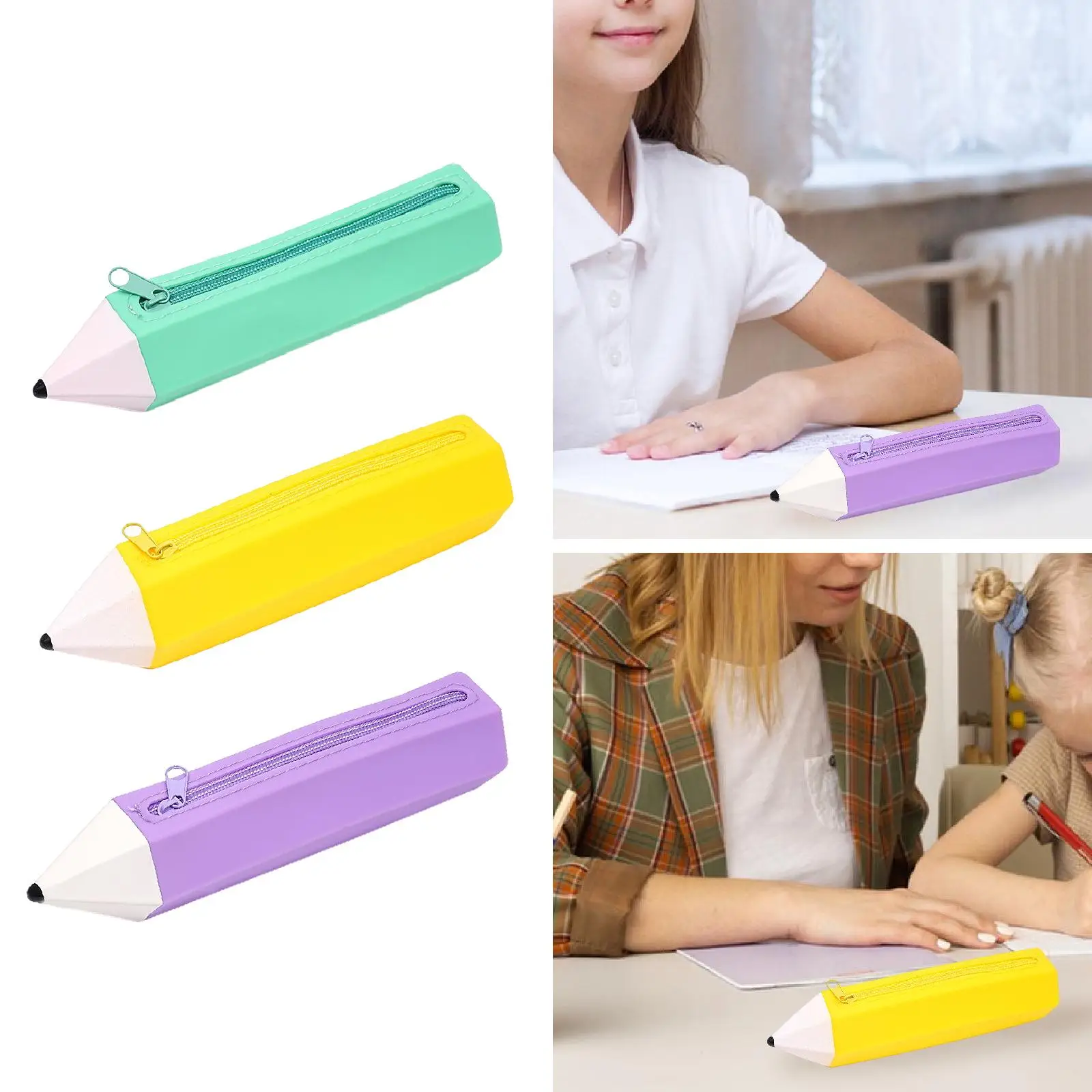 Pencil Shaped Case Container Stylish Funny Zipper Closure Creative Decorative