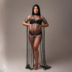 Women's Sexy Dresses For Maternity Photography Prop Dress Tassels Style Gown Baby Shower Pregnant Photoshoot Outfit Fashion Wear