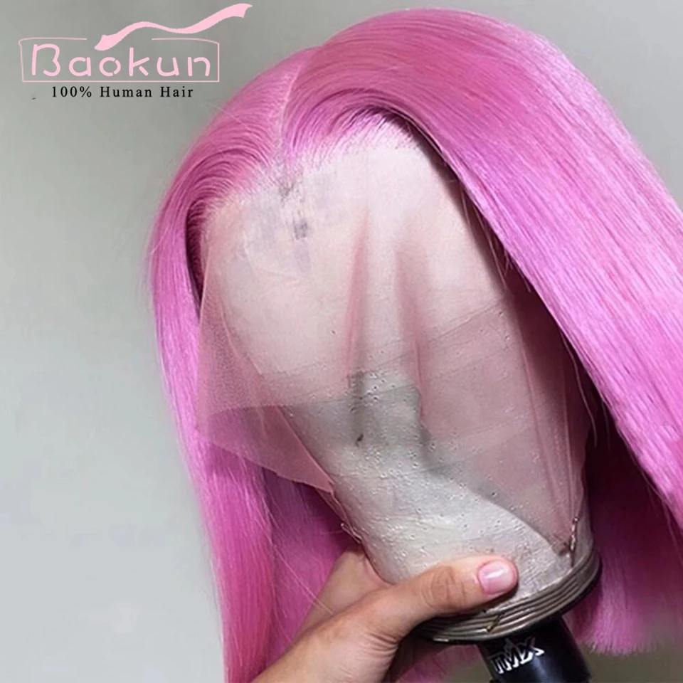 Pink 360 Lace Front Wig Human Hair Wigs 13x6 HD Lace Frontal Wig Pre Plucked 13x4 Short Bob Straight Lace Front Wigs Human Hair