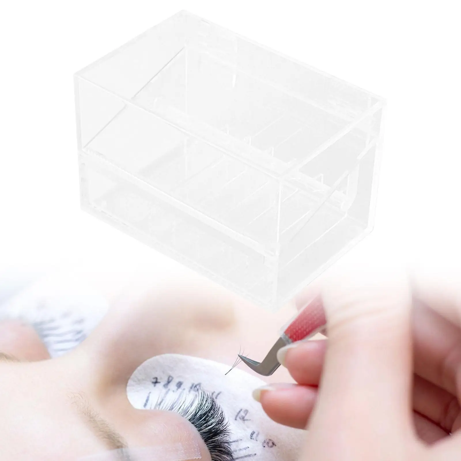 Eyelash Tape Storage Box Multipurpose Acrylic DIY Sticker Dustproof Process Lash Organizer Beauty Salon Cutter Desktop Machine