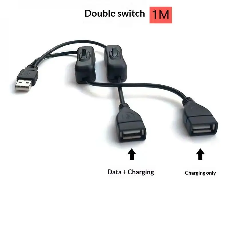 NEW 1Pcs USB Male To Female Splitter 5V USB Extension Cable With On/Off Switch Charing Cord For LED Lamp/Fan/LED Strips
