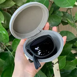 Foldable Round Sunglasses Storage Case Retro Fashion Beige Eyeglasses Pouch EVA Folding Glasses Case Portable