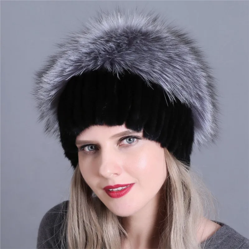New style of women's hats large flowered woolen warm and thick fur