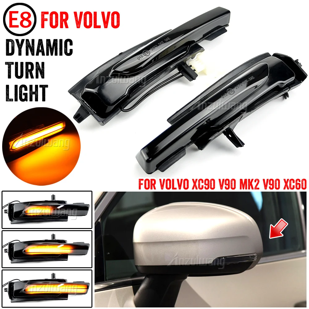 

For Volvo XC60 XC90 S90-V90 2016-2021 LED Dynamic Turn Signal Light Side Mirror Sequential Blinker Indicator Lamp