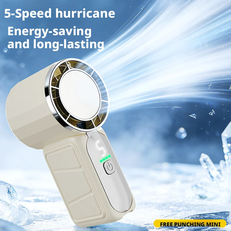 SEAMETAL Mini Portable Cooling Handheld Fan Rechargeable 5 Speed Adjustable Air Cooling Turbo Fan for Car Home Indoor Outdoor