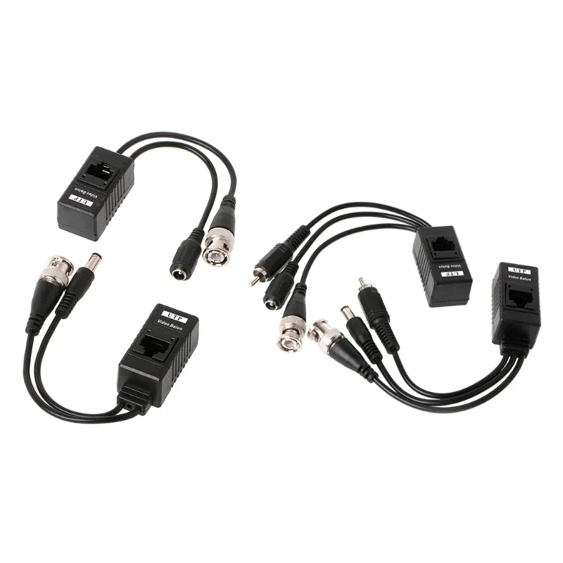 ESCAM 1 Pair BNC To RJ45 Passive Video Power + Audio Balun Transceiver For CCTV Camera
