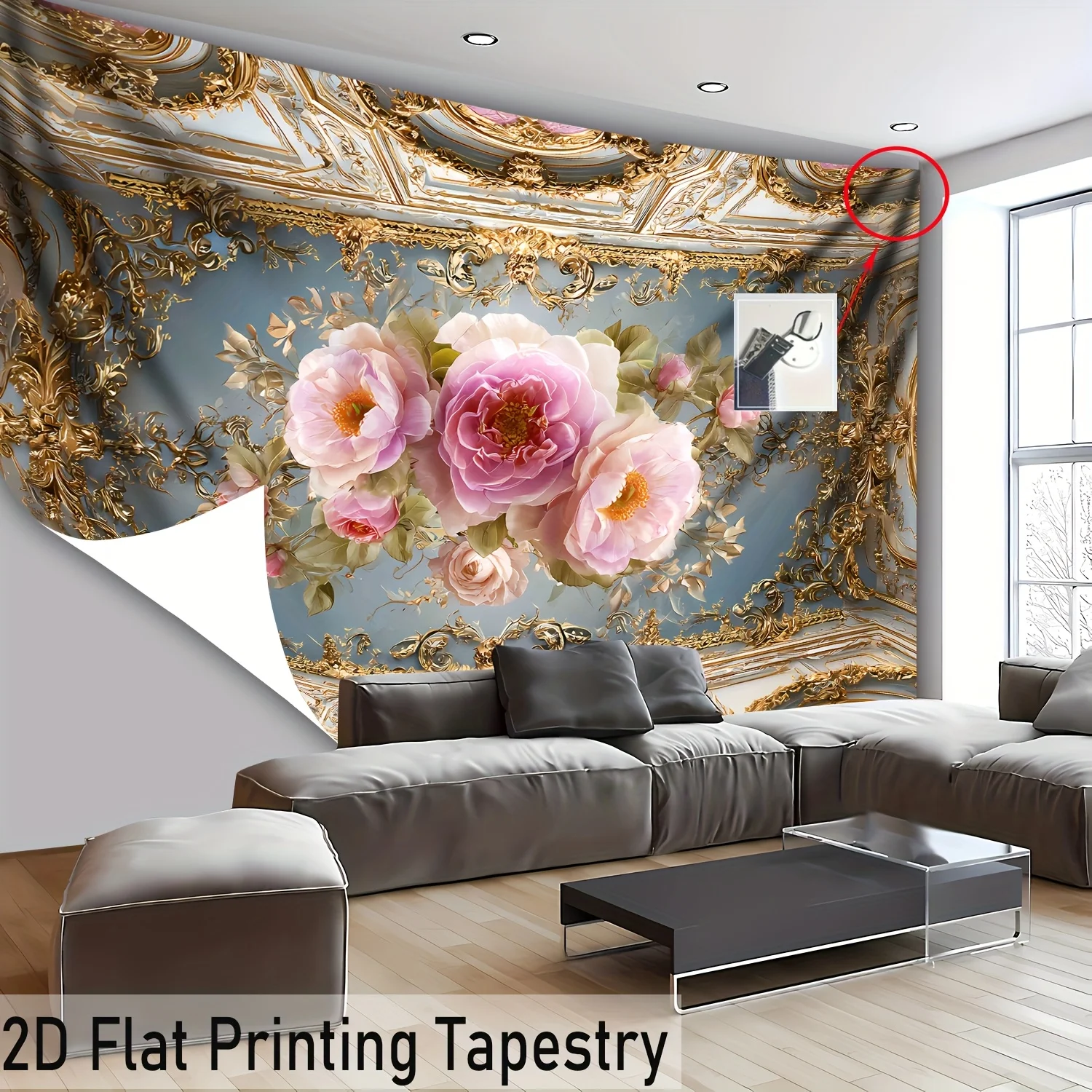 Ultra Large Luxury Floral Tapestry, Exquisite Flowers HD Digital Print Polyester Wall Hanging for Living Room Bedroom Decor,