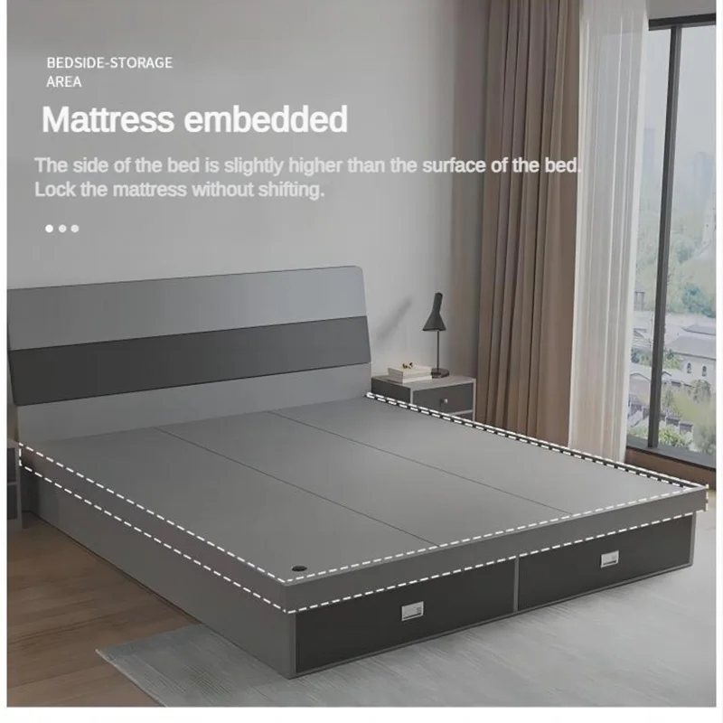 New Models Modern Wood Beds Bedroom Set Furniture Cheap Wooden Box Bed Design Wooden Frame Double Bed Customization