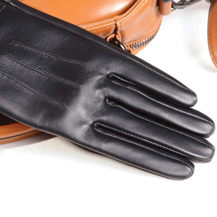 35cm Women's Black Sheepskin Real Leather Retro Medieval Renaissance Long Cuff Gauntlet Gloves