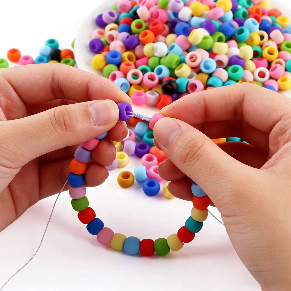 

300 шт. новые 6x9 мм силиконовые однотонные бусины с большим отверстием «Пони» DIY Изготовление ювелирных изделий для браслетов и косичек для волос Товары для рукоделия