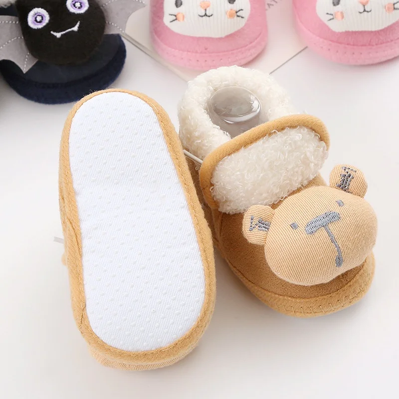 Winter Soft-soled Baby Shoes with Cotton Padding and Plush Cartoon Decoration - Cute and Snuggly Snow Boots for Toddlers 0-18M