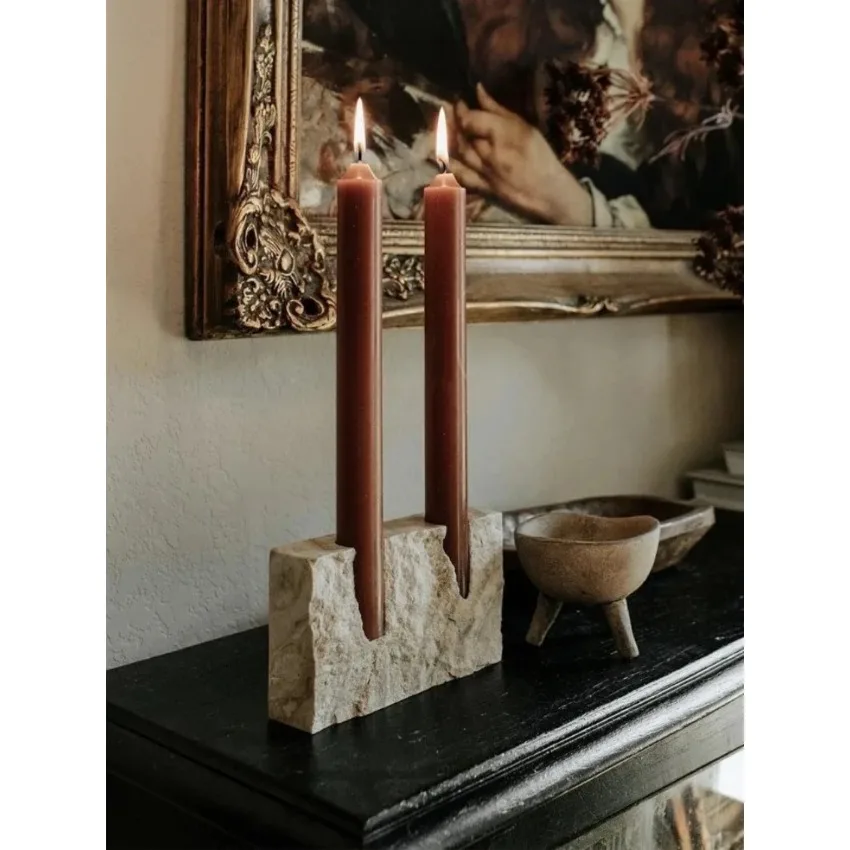 Vintage Candle Holder Ins Cave Stone Candle Table Home Model Room Living Room Desktop Soft Decoration Creative Oral Tape Holder
