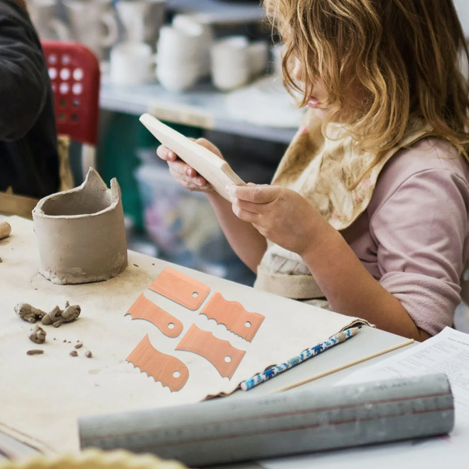 

5Pcs Clay Sculpting Pottery Tools Set Ergonomic Wood Carving Scraper Sculpture Craft Art Supplies Carve Cutter Polymer Clay Kit