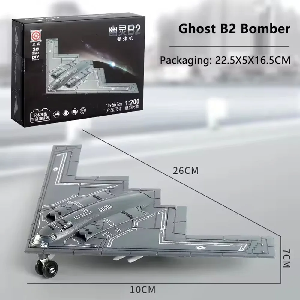 Toy Planes US Air Force B-2 Model 1:200 Scale A Ghost Bomber ABS Die-Cast Aircraft Model Building Blocks Toy Collection Gift